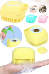 Markapet Şampuan Hazneli Kedi Köpek Silikon Duş Fırçası 11 cm Sarı - 613436-DUSFRCS-SR