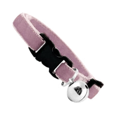 Markapet Kedi Boyun Tasması Kadife Dokulu Çanlı 1*30 cm Pudra - 6527-PUD