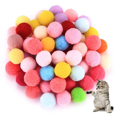 Mini Ponpon Kedi Oyuncak Topu 5 cm ( 2 Adet ) – Yumuşak Renkli Sessiz Kedi Oyun Topu - KP-13362