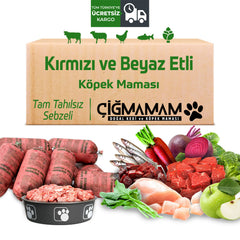 Çiğ Mamam Kırmızı-Beyaz Etli Tahılsız Köpek Barf Maması 3.250 gr