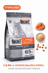 Decent Sterilised Urinary Care Balıklı ve Pirinçli Kısırlaştırılmış Kedi Maması 1.5 Kg - 13368-2