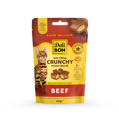 Delibon Cruncy İçi Dolgulu Ödül Bisküvisi - Sığır etli 60gr - BEEFPOCKET60