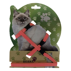 Gezdirme Kayışlı Dokuma Kedi Göğüs Tasma Seti 20*32-120 cm Kiremit - KNY-KDTSMST-KRMT