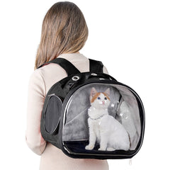Markapet Patili Şeffaf Kedi Taşıma Sırt Çantası Siyah 20 x 34 x 42 cm - KNY-PTLSFF-SYH