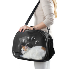 Markapet Patili Şeffaf Kedi Taşıma Sırt Çantası Siyah 20 x 34 x 42 cm - KNY-PTLSFF-SYH