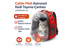Cattie Fileli Astronot Kedi Taşıma Çantası 25x60x40cm Kırmızı - NEWVISIONPLUSRED