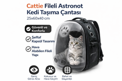 Cattie Fileli Astronot Kedi Taşıma Çantası 25x60x40cm Siyah - NEWVISIONPLUSBLACK
