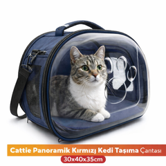 Cattie Panoramik Kedi Taşıma Çantası 30x40x35cm - Koyu Mavi - NEWVISIONPANONAVYBLUE