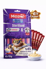 Moow Creamy Somonlu ve Keçi Sütlü Kısırlaştırılmış Sıvı Krema Kedi Ödülü 6x12 gr - 13441-5