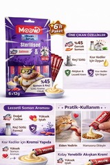 Moow Creamy Somonlu ve Keçi Sütlü Kısırlaştırılmış Sıvı Krema Kedi Ödülü 6x12 gr - 13441-5