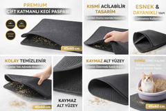 Kedi Elekli Tuvalet Önü Kum Tutucu Paspas 45 cm - 60 cm Gri - KP-PSPS-GR