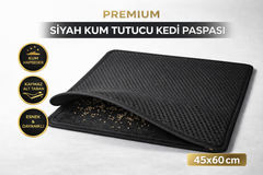 Kedi Elekli Tuvalet Önü Kum Tutucu Paspas 45 cm - 60 cm Siyah - KP-PSPS-SYH
