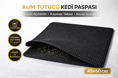 Kedi Elekli Tuvalet Önü Kum Tutucu Paspas 45 cm - 60 cm Siyah - KP-PSPS-SYH
