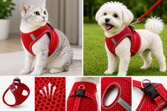 Nefes Alan Kumaş Air Mesh Kedi Köpek Göğüs Tasması Small 36x44 cm Kırmızı - KP-TMX-S-KRMZ