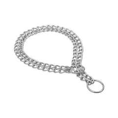 Doggie Eğitim Serisi Çift Sıra Boğma Zincirli Köpek Boyun Tasması - 2,5x35-45cm Chrome - GBDZT50CHROMEPLATED