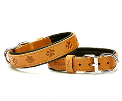 Doggie Pati Desenli Deri Köpek Boyun Tasması 2,5x37x45 cm Kamel - SBT-2536M-KML