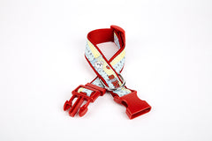 Doggie Pati Desenli Dokuma Köpek Boyun Tasması 3 cm x 36-60 cm Kırmızı - EABT3002-KRMZ