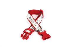 Doggie Köpek ve Pati Desenli Dokuma Köpek Boyun Tasması 3 cm x 36-60 cm Kırmızı - EABT3003-KRMZ