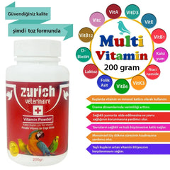 Zurich Bird Kuşlar İçin Toz Multivitamin 200 gr ( 13 Vitamin ) - ZRC-4662