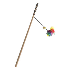 Gökkuşağı Tüylü Gözlü Kedi Oltası Kedi Oyuncağı 40-55 cm Renkli - SF-GKKSKGZLOLT-RNKL