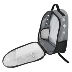 Kalpli Patili Astronot Şeffaf Taşıma Sırt Çantası Gri 24x32x42 cm - SF-ASTRNTKLP-GR
