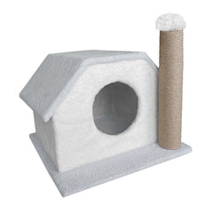 Karamel Pet Tırmalamalı Kedi Klubesi 33 x 40 x 45 cm Gri-Beyaz - KP-KLBGR
