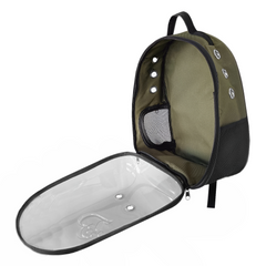 Kalpli Patili Astronot Şeffaf Taşıma Sırt Çantası Haki 24x32x42 cm - SF-ASTRNTKLP-HK
