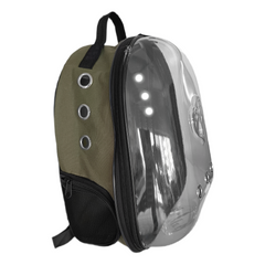 KP Kalpli Patili Astronot Şeffaf Taşıma Sırt Çantası Haki 24x32x42 cm - KP-ASTRNTKLP-HK