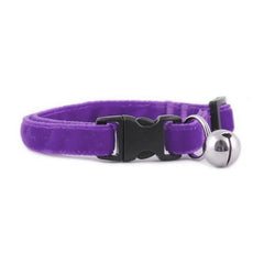 Markapet Kedi Boyun Tasması Kadife Dokulu Çanlı 1*30 cm Mor - 6527-MR