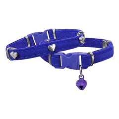 Markapet Kadife Kedi Boyun Tasması Kalpli 20-32 cm Mavi - SF-KDFKLP-MV