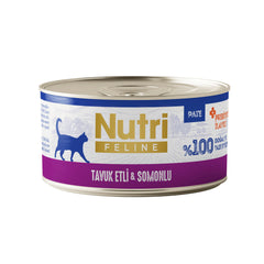 Nutri Feline Tavuk Etli ve Somonlu Tahılsız Prebiyotik İlaveli Ezme Yetişkin Kedi Konservesi 70gr - K-019