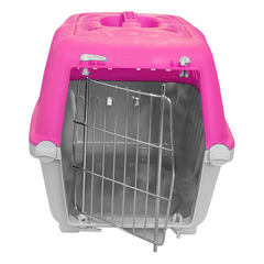 Markapet Metal Kapaklı Kedi Köpek Taşıma Çantası 28 x 32-44 cm Pembe Gri - SF-TSM-MTLKPK-PMB