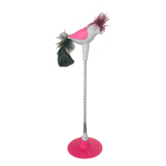 Markapet Vantuzlu Yaylı Kuşlu Kedi Oyuncağı 30 cm Pembe - SF-YYLKSLOYNCK-PMB