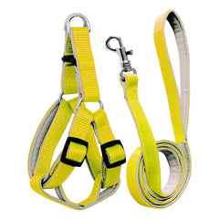 Gezdirme Kayışlı Dokuma Köpek Göğüs Tasma Seti 40*60-110 cm Sarı - KNY-TSMST-MDMSR