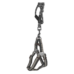 Köpek Göğüs Tasma Seti Dalga Desenli 1.5 cm*35-48 cm Siyah-Beyaz - SF-DKMSET-DLGSYH-SML