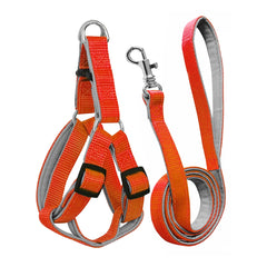 Gezdirme Kayışlı Dokuma Köpek Göğüs Tasma Seti 40*60-110 cm Turuncu - KNY-TSMST-MDMTRNC