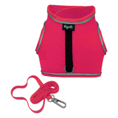 Çift Kilitli Sportif Kedi Köpek Göğüs Tasma Seti 30-38 cm Small Pembe - SF-SPRTFST-SPMB