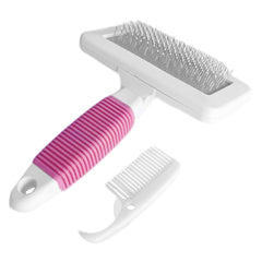 Markapet Temizleme Aparatlı Kedi Köpek Tarağı 9.5 cm-14 cm Medium Pembe - MRKPT-TRK-PMBM