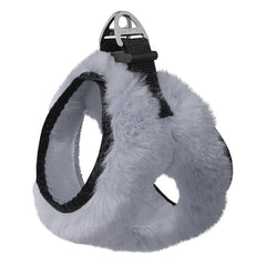 Üç Kilitli Peluş Kedi Köpek Göğüs Tasması 24-28 cm XX-Small Gri - SF-PLS-XXSGR