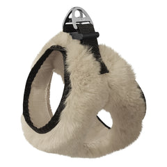 Üç Kilitli Peluş Kedi Köpek Göğüs Tasması 24-28 cm XX-Small Krem - SF-PLS-XXSKRM