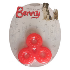 Benny Köpek Oyuncağı Üçlü Halka 9 x 9 cm Kırmızı - BNY-1119-KRMZ