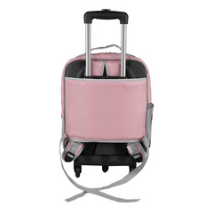 Markapet Deri İşlemeli Tekerlekli Kedi Köpek Taşıma Çantası 25x35x40 cm Açık Pembe - SF-VLZTSM-APMB