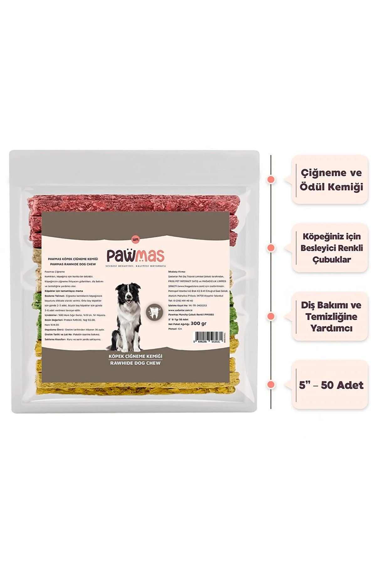 Munchy Çubuk Renkli Köpek Ödülü - 5'' 6-7 Gram 50li - 593031