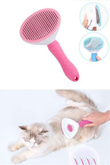 Karamel Pet Kendini Temizleyen Tuşlu Kedi Köpek Tarağı Pembe 10 x 20 cm - 11123-PMB