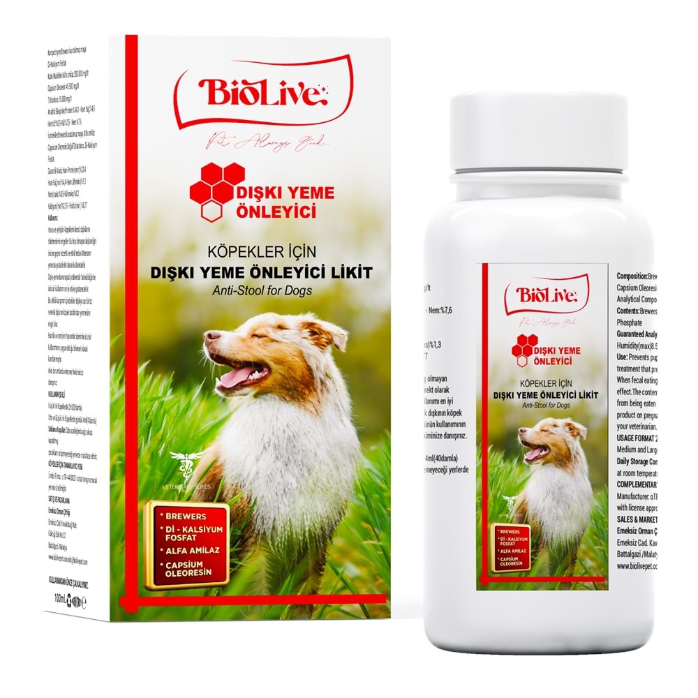 Biolive Köpekler İçin Dışkı Yeme Önleyici Likit Vitamin 100ml - BIO-007