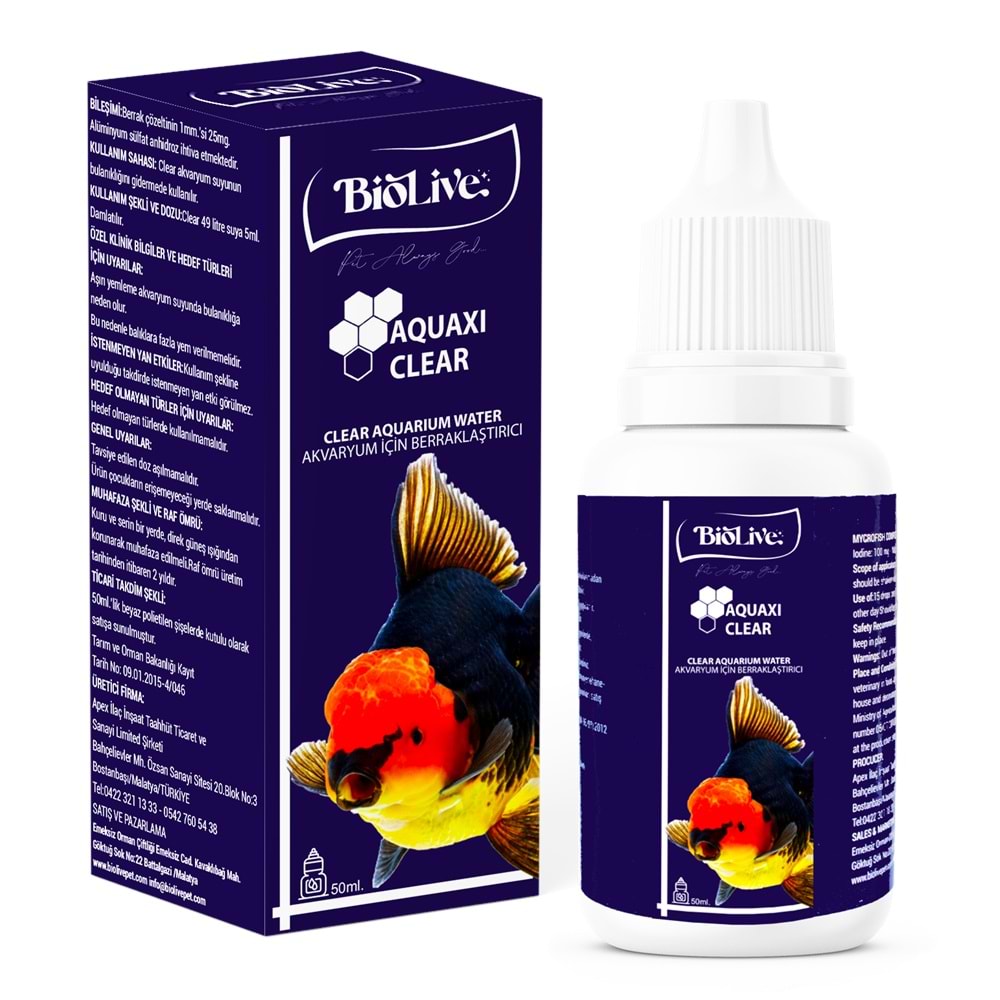 Biolive Aquaxı Clear Akvaryum Su Berraklaştırıcı 50ml - BIO-021