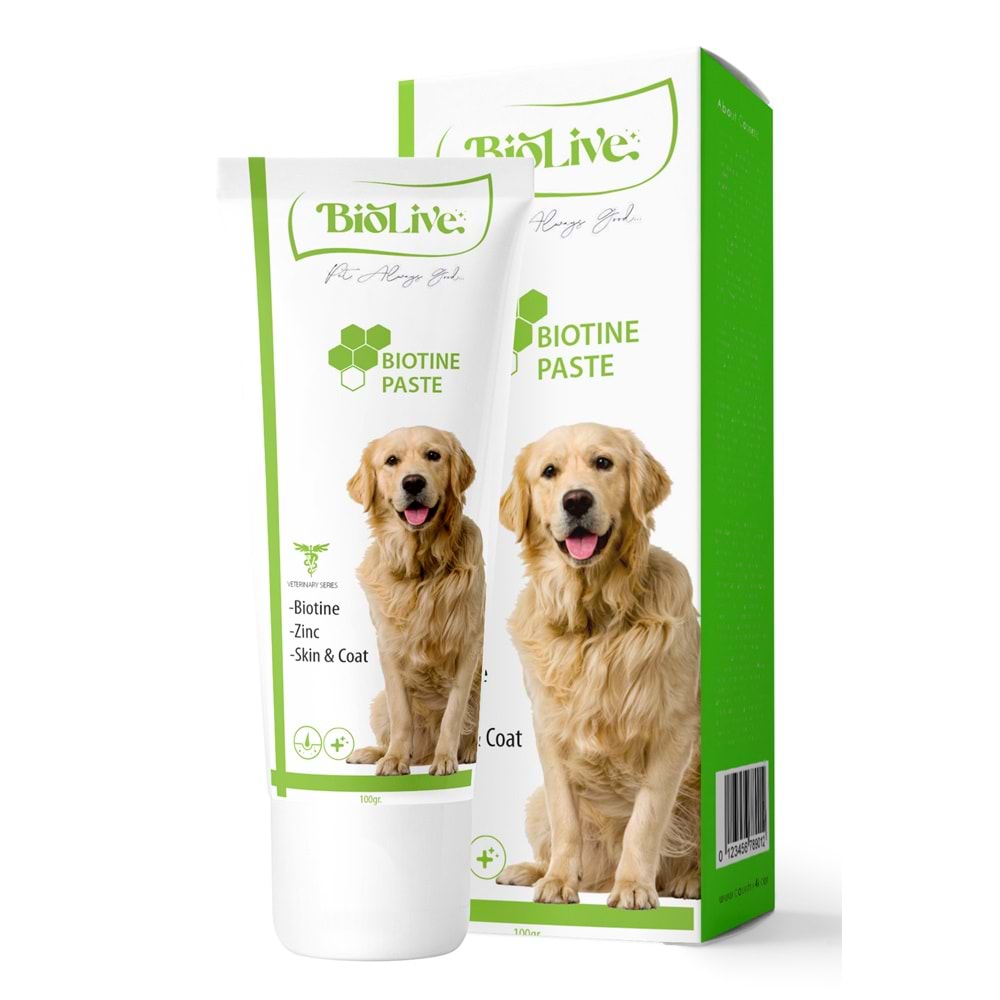 Biolive Biotine Köpekler İçin Tüy Döküm Önleyici Pasta 100gr - BIO-041