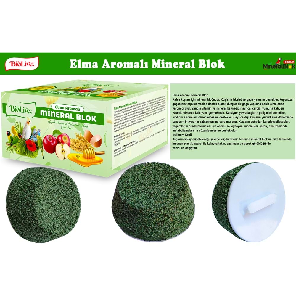 BİOLİVE Elma Aromalı Mineral Blok - BLK-1