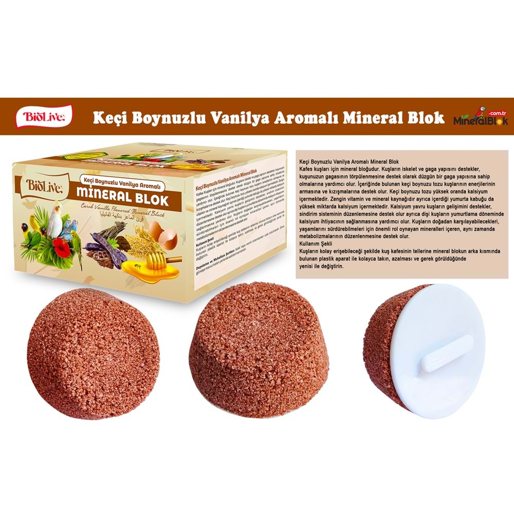 BİOLİVE Keçiboynuzlu Vanilya Aromalı Mineral Blok - BLK-3