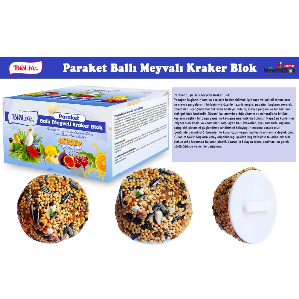 BİOLİVE Paraket Ballı Meyveli Kraker Blok - BLK-7